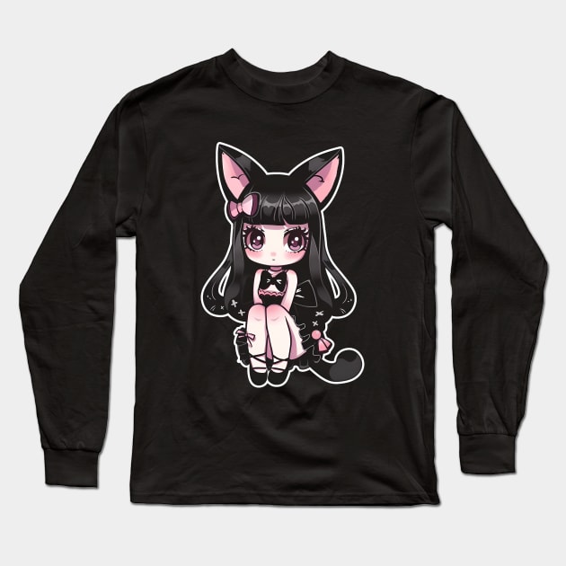 Neko chan vintage anime Long Sleeve T-Shirt by beangeerie